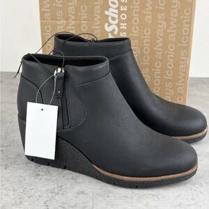 Dr Scholls Women's Black Wedge Ankle Boots US 9 New In Box Bianca Wedge